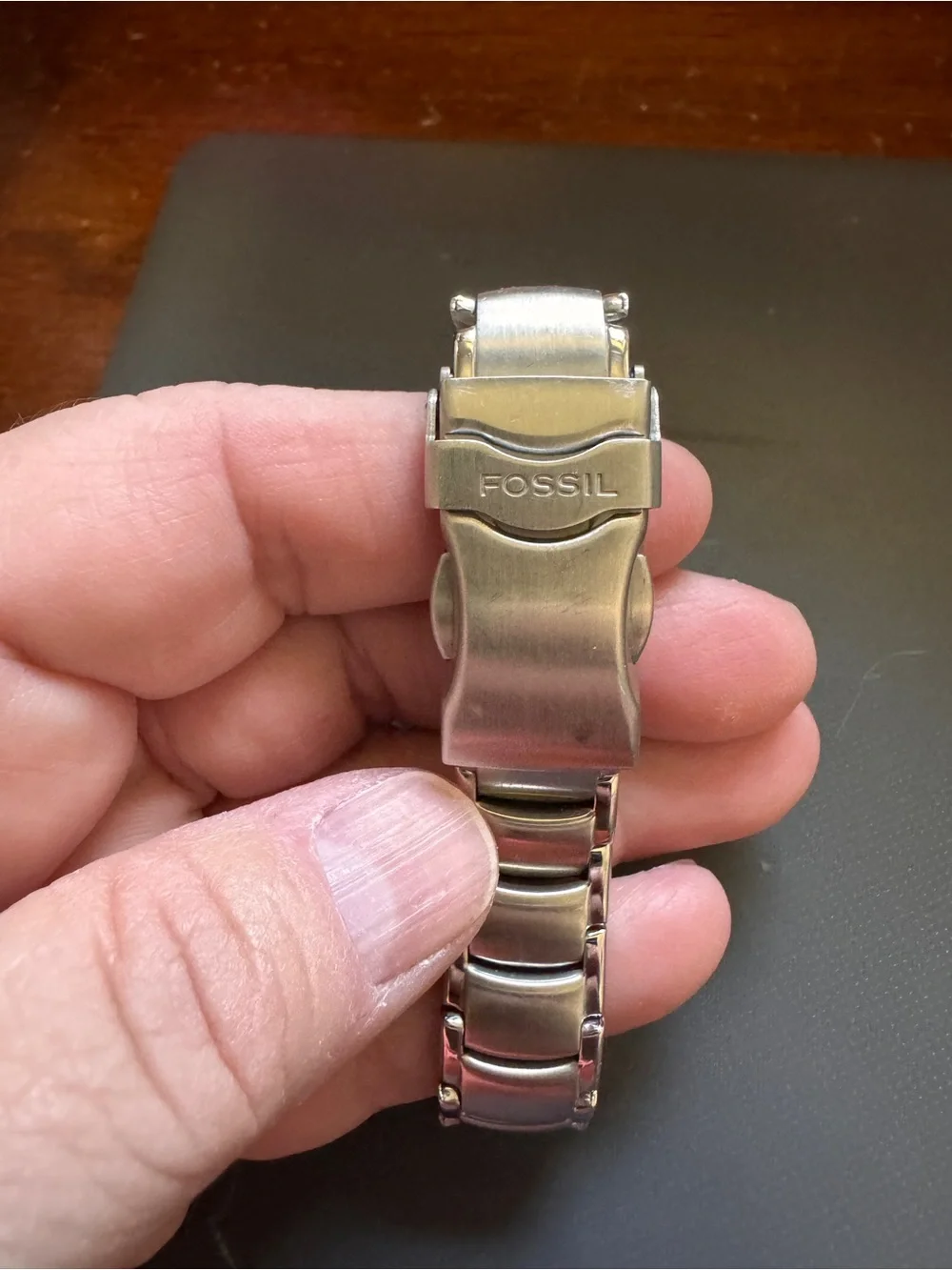 Fossil Silver Stainless Steel Watch with Blue Dial (NEEDS A NEE BATTERY)